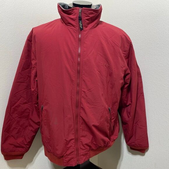 Vintage LL Bean Men's Red Zip-Up Bomber Jacket Size XL - Picture 1 of 10